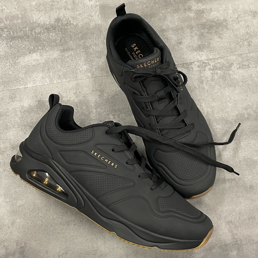 Mens Skechers wide fit Tres-Air Uno Casairal 13 wide black tennis shoes